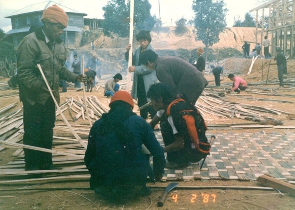 Come Let us Build.  Construction of the  School  Building during the initial stage.