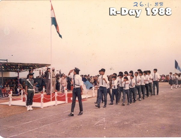 The School Contingent  participating the parade at Republic Day Celebration, 1988.